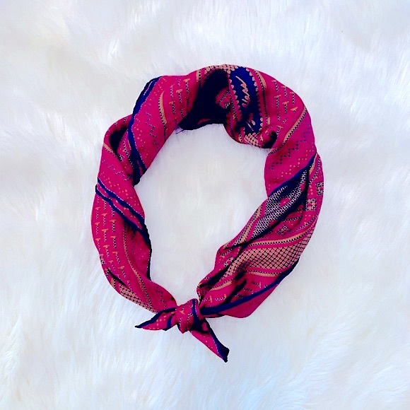 Chic_Classy Vintage Maroon Geometric Printed Square Scarf~By Designer Bill Blass - Picture 2 of 16